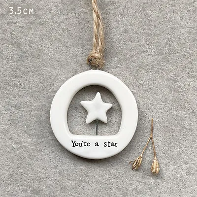 East Of India  YOU'RE A STAR Mini Porcelain Hanging Cut Out Tag Gift Keepsake • £6.45