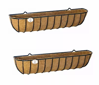 £65.99 • Buy Wall Mounted Troughs Garden Baskets Metal Planters Box 91cm Country Forged 2Pcs