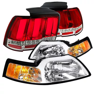 For Clear Ford Mustang Cobra Headlights+Sequential Signal LED Tube Tail Lights R • $238.95