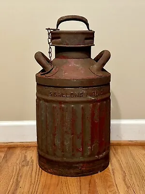 Antique Ellisco 5 Gallon Gas Oil Service Can Metal Garage  • $100