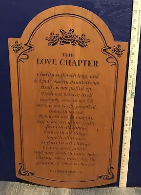 Vtg P Graham Dunn The Love Chapter Plaque Wood Laser Cut 26” X 15” Wall Amish • $89.10