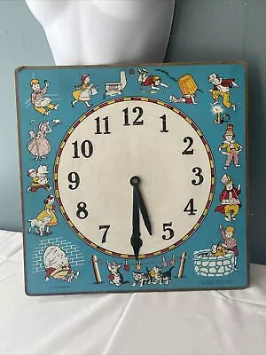 IDEAL School Supply Company Clock Teaching Board NURSERY RHYMES Vintage 50’s • $36