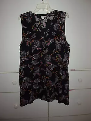 J. Jill Black - Floral - Paisley Tiered Sleeveless Tunic Top Lg • $11