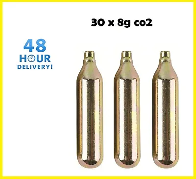 30 X Cartridge Soda Chargers 8g CO2 Bulb Brew Beer Home Natural Gas Non-Threaded • £17.22