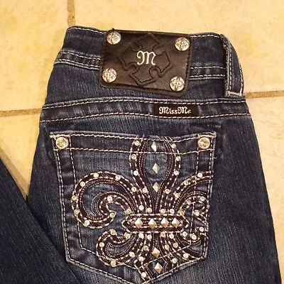 Miss Me Jeans 27 Blue Slim Boot Cut MV7016S Embroidered Denim Pants (27x32) • $24.90