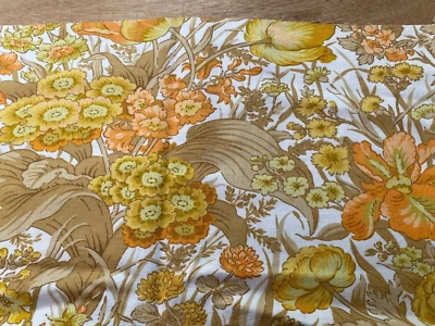 26cm X 125cm Vintage 70's Orange Floral Curtain Cloth Print Fabric Remnant/craft • £9.75