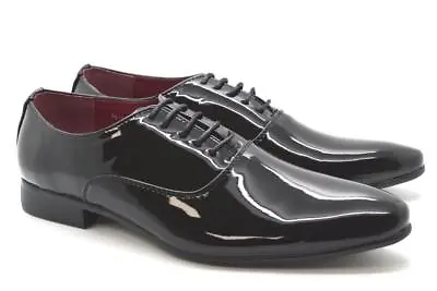 £14.99 • Buy New Mens Faux Patent Leather Lace Up Oxford Dress Formal Italian Shoes Uk 6-12