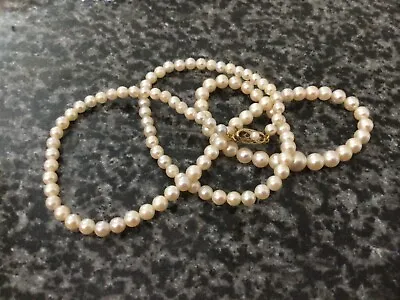 9ct 375 Gold Cultured Pearl 22” Necklace Hallmarked. Bride Real Pearl 21st. • £195