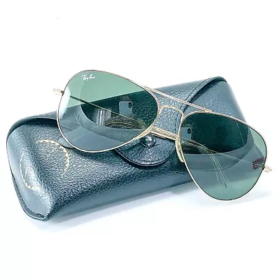 Ray Ban Aviator Gold Frame Green Lens RB3025 Large 58 Sunglasses In Case • $157