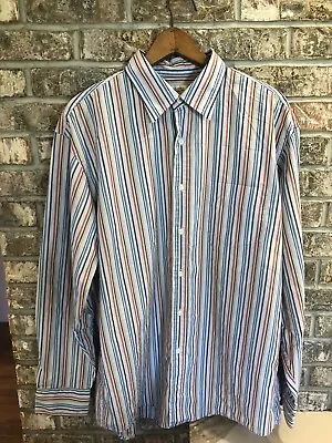VTG J.Crew Muted Tone Striped Multicolor Cotton Madras Dress Shirt Button Down L • $22.99