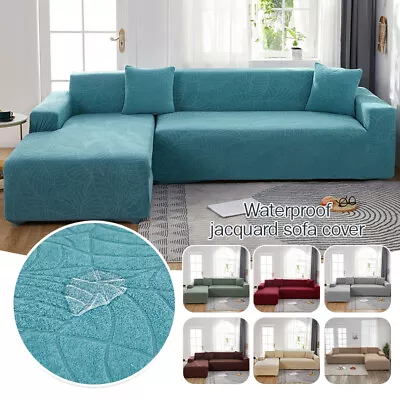 Waterproof Jacquard Sofa Covers Thick Elastic L Shaped 1/2/3/4 Seater Protector • $59.96