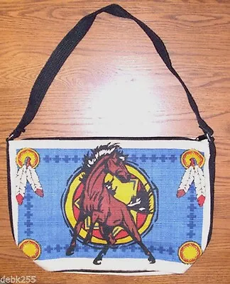 Purse Handbag Wild Mustang Horse Cotton Canvas 13x19  Zips Close • $19.95