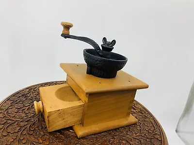Vintage Decoration Wood & Metal Counter Top Hand Crank COFFEE GRINDER MILL New • $29