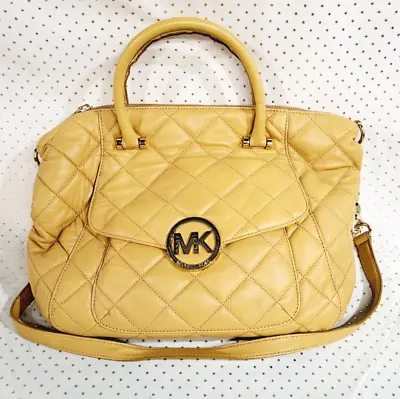 Michael Kors Large Quilted Leather SATCHEL CROSS BODY BAG SHOULDER BAG ~ ACORN ~ • $52.99