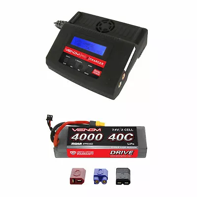 Venom 40C 2S 4000mAh 7.4V Sport Power LiPo Battery ROAR And Pro 2 Charger Combo • $145.98