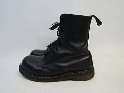 Dr. Martens Mens Size 10 Black Leather 10 Eye Ankle Fashion Boots Bootie • $58.89