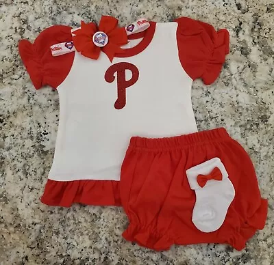 Phillies Baby/toddler Girl Outfit  Phillies Baseball Baby Girl Gift • $26.75