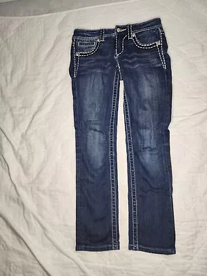 Miss Me Capri Jeans Womens Size 29x27 Blue Dark Wash Low Rise JP5117CPU Stretch • $5