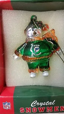 NFL Miami Dolphins Crystal Snowman Ornament NEW • $7.99