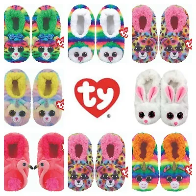 £11.99 • Buy TY Beanie Babies Boo SLIPPERS Socks Soft Plush Kids Official Tag Fashion Bedroom