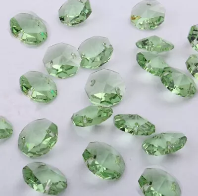 £1.92 • Buy 20pcs 14mm Green Crystal Octagonal Beads Decoration Crystal Chandelier Parts #1