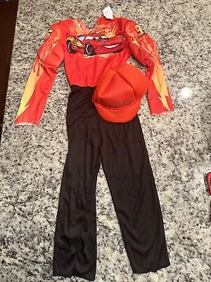 Disneys Cars Lightning McQueen Muscle Arms Jumpsuit And Hat Costume S(4-6) • $19.79