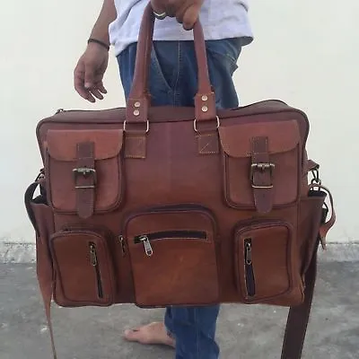 Men's Bag Leather Travel Duffle Gym Weekend Overnight Luggage Holdall Large New • £79.20