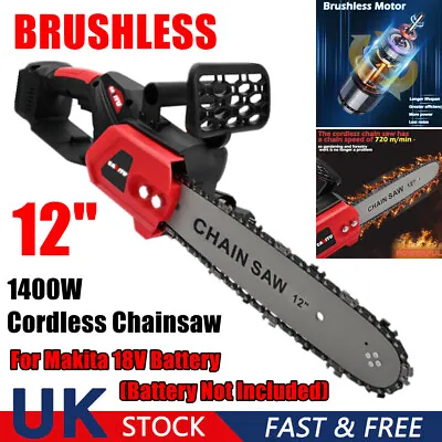 12  Brushless Cordless Electric Chainsaw Wood Cutter For Makita 18V No Battery • £26.95