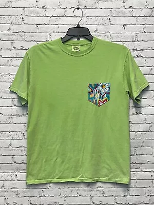 Comfort Colors T-Shirt Women's Size M Green Multicolor Monogrammed Pocket • $14.99