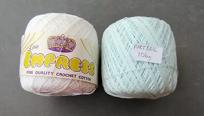 CROCHET COTTON LESUR EMPRESS 1 X WHITE 1 X PALE BLUE PART USED Clean • £5.50