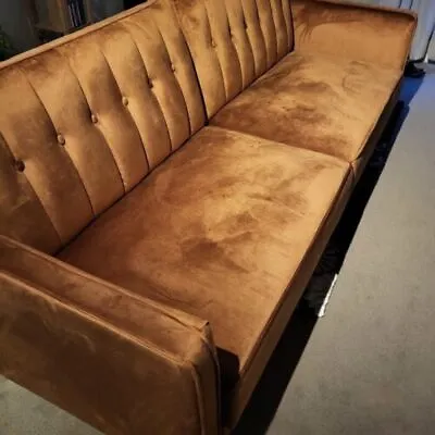 NEW Modern Tufted Sofa Sleeper Bed Vintage Brown Velvet Convertible Couch Living • $439