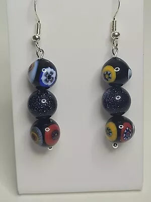 Glass Of Venice Murano Glass Millefiori  Earrings - Goldstone Beads  • $25