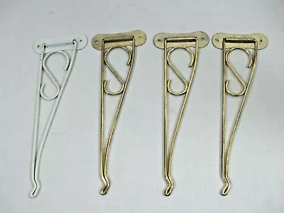 4 Metal Swing Arm Plant Lantern Hanger Bracket Hook 10  Long Gold White Color • $14.95