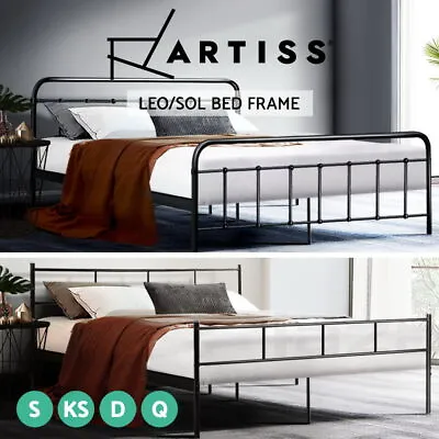Artiss Metal Bed Frame Queen Double King Single Size Base Platform Bedroom Bed • $96.95