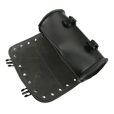 Motorcycle Front Fork PU Leather Saddlebag Roll Barrel Tool Bag Waterproof Black • $17.29
