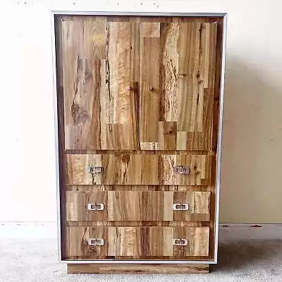 Post Modern Woodgrain Laminate And Chrome Armoire • $395