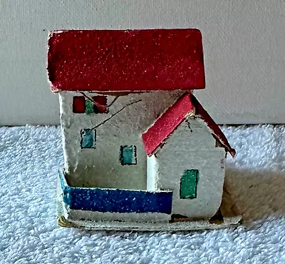 Vintage Putz Christmas Village Cardboard 2-Story House Mica Glitter Japan • $21.95