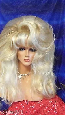 Wigs Drag Queen Big Smooth Frosted Shown Long Layers Thick Volume Bangs Waves • $119.99