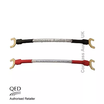 QED Silver Anniversary XT Speaker Cable 2 X 10cm JUMPER LINKS Spade - One PAIR • £7.45