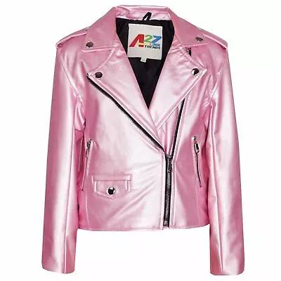 PU Leather Jacket Baby Pink Waterproof Girls Age 5-13 Years • £19.99