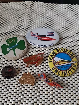 VTG Hydroplane Miss Budweiser U-7 Notre Dame KISW U19 Team Buttons Pins Seafair • $44.95