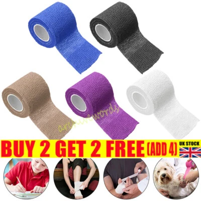 £2.99 • Buy UK Self Adhesive Cohesive Bandage Ankle Wrist First Aid Sports Medical Tape Wrap
