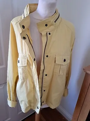 Ladies Next Yellow Cotton Hidden  Hood Jacket Size Uk 16 Summer Weight  Good Use • £14