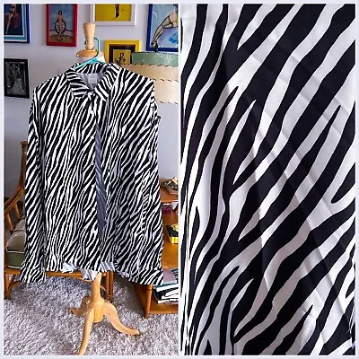 Mens Shirt Zebra Print 3XL Lightweight Long Sleeve 50s Retro MCM Animal Club • $15