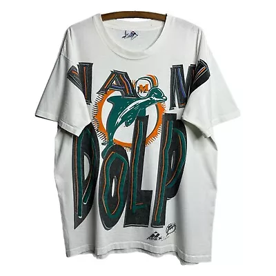 Vintage 1993 Miami Dolphins Apex One All Over Print NFL Shirt 90s USA Made  • $59.95