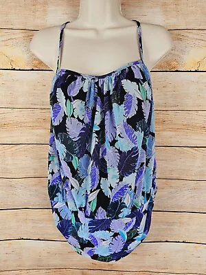 A Shore Fit Lined Floral Leaf Print Tankini Top Size 10 • $9.55