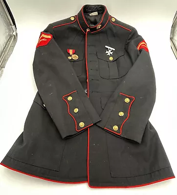 Vintage United States Marine Corps Coat Formal Uniform Jacket Medals Patches • $0.99