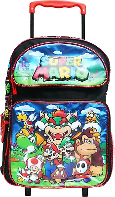 Super Mario 16  Large Rolling School Backpack Boy's Book Bag • $44.98