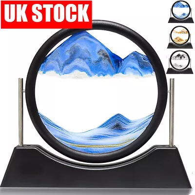 3D Moving Sand Art Picture Round Glass Deep Sea Sandscape In Motion Display Gift • £8.90