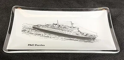 P &O Ferries Ashtray Pin Tray Trinket Dish Glass Vintage • £14.99